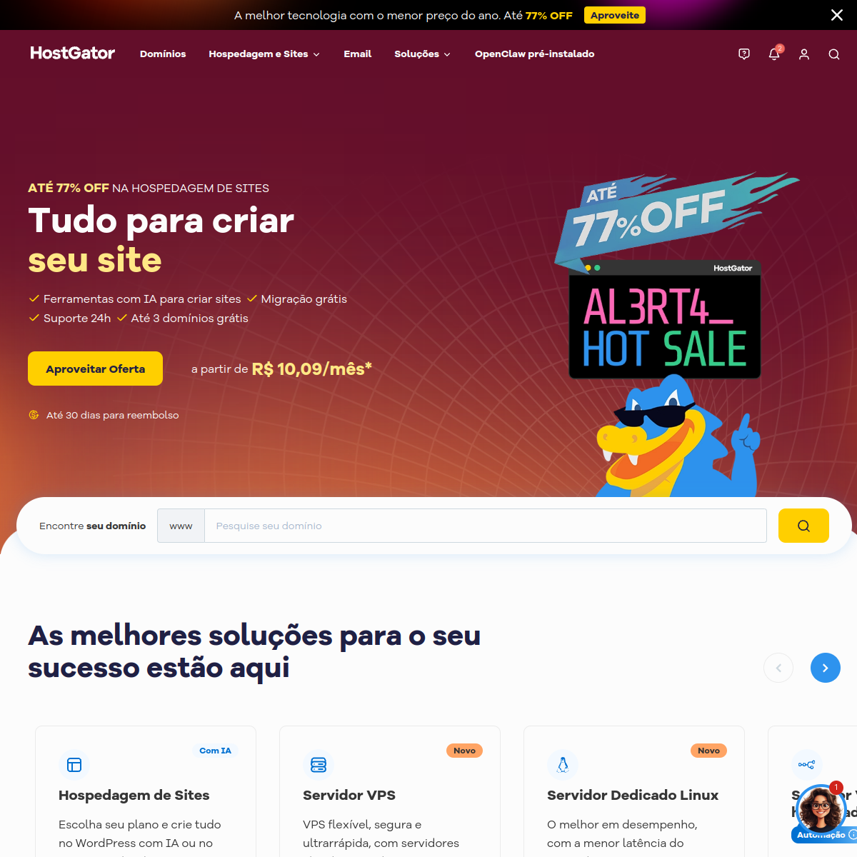 HostGator — site oficial de hospedagem de sites com servidores no Brasil