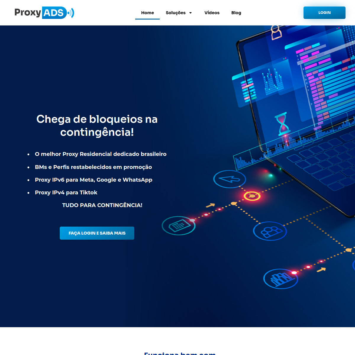 ProxyAds — tela inicial do serviço de proxy residencial brasileiro para contingência de anúncios