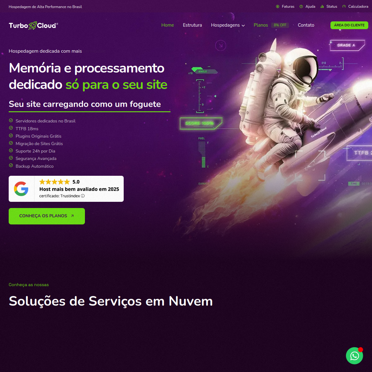 TurboCloud — planos de hospedagem One e Duo com preços e recursos detalhados