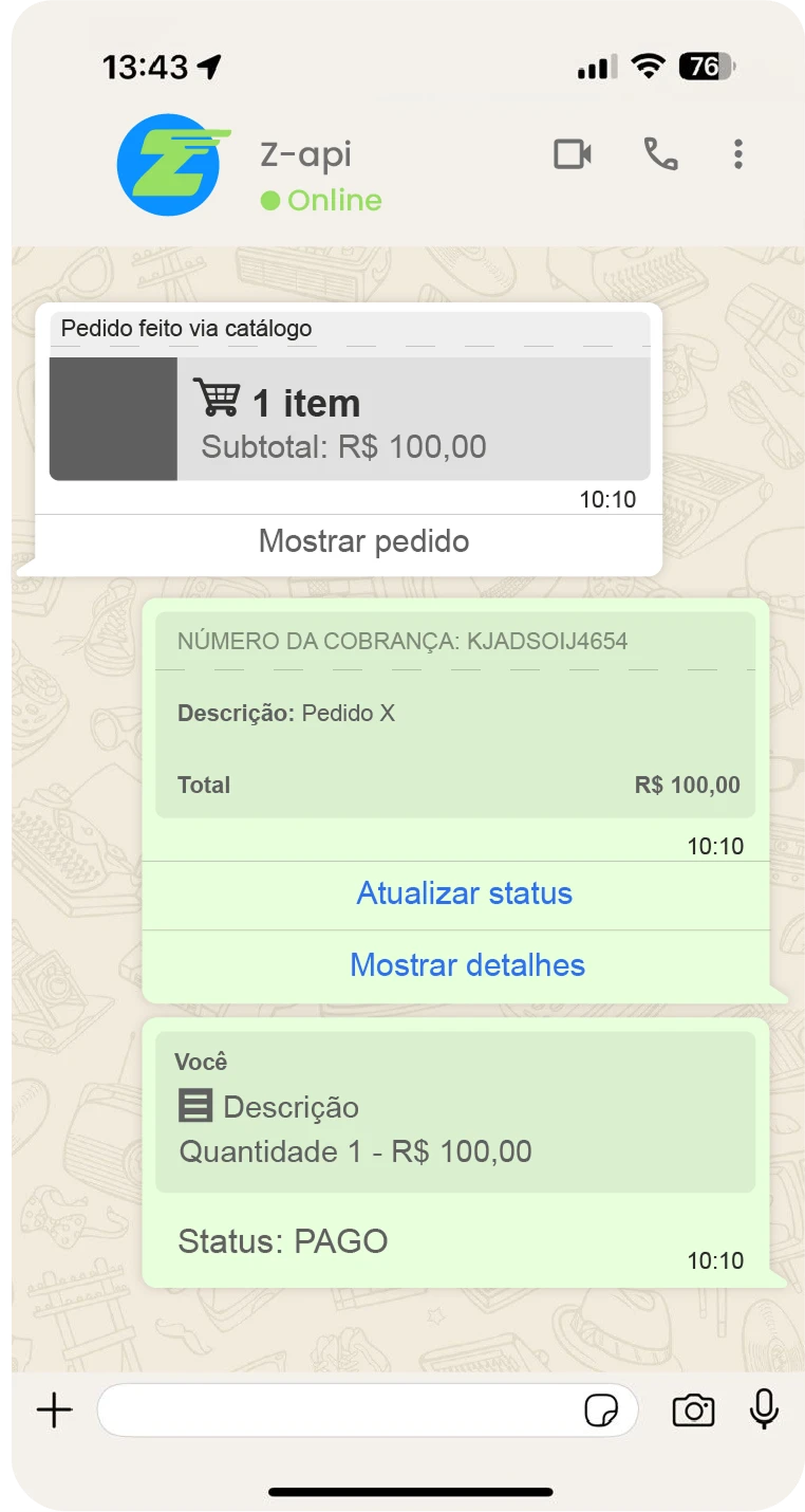 Z-API — notificação automática de pagamento via WhatsApp